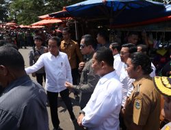Pj Gubernur Banten Al Muktabar Dampingi Presiden Jokowi Tinjau Harga dan Barang di Pasar Kranggot